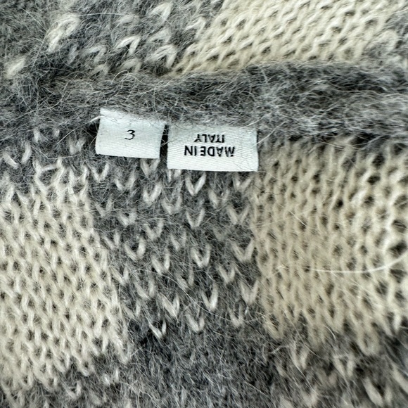 Sandro Checkered Jacquard Cardigan Light Grey Sz 3 - Picture 3 of 8